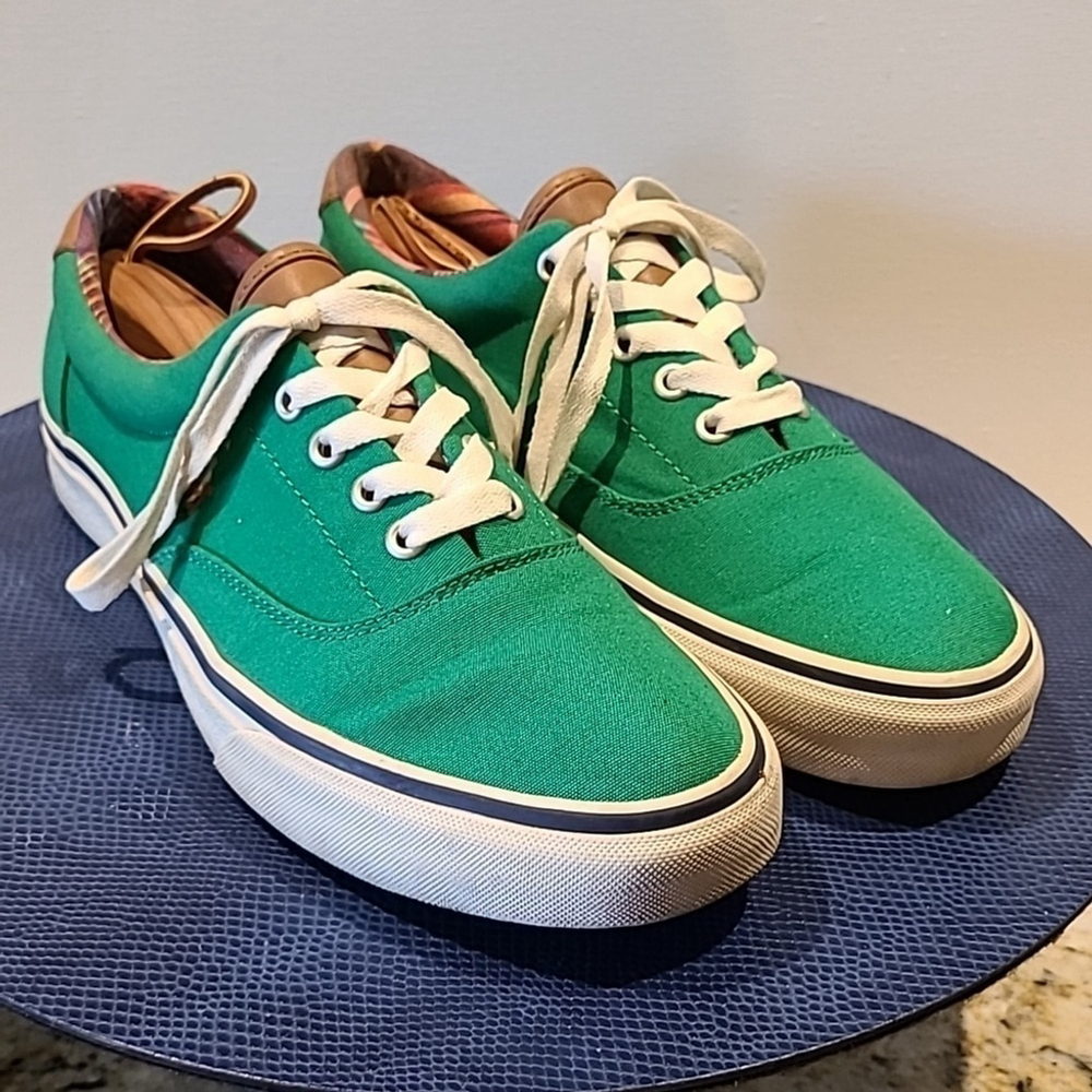 Polo Ralph Lauren Keaton Pony Men Sz.9 Green Canvas & LeatherCasual (#1124)